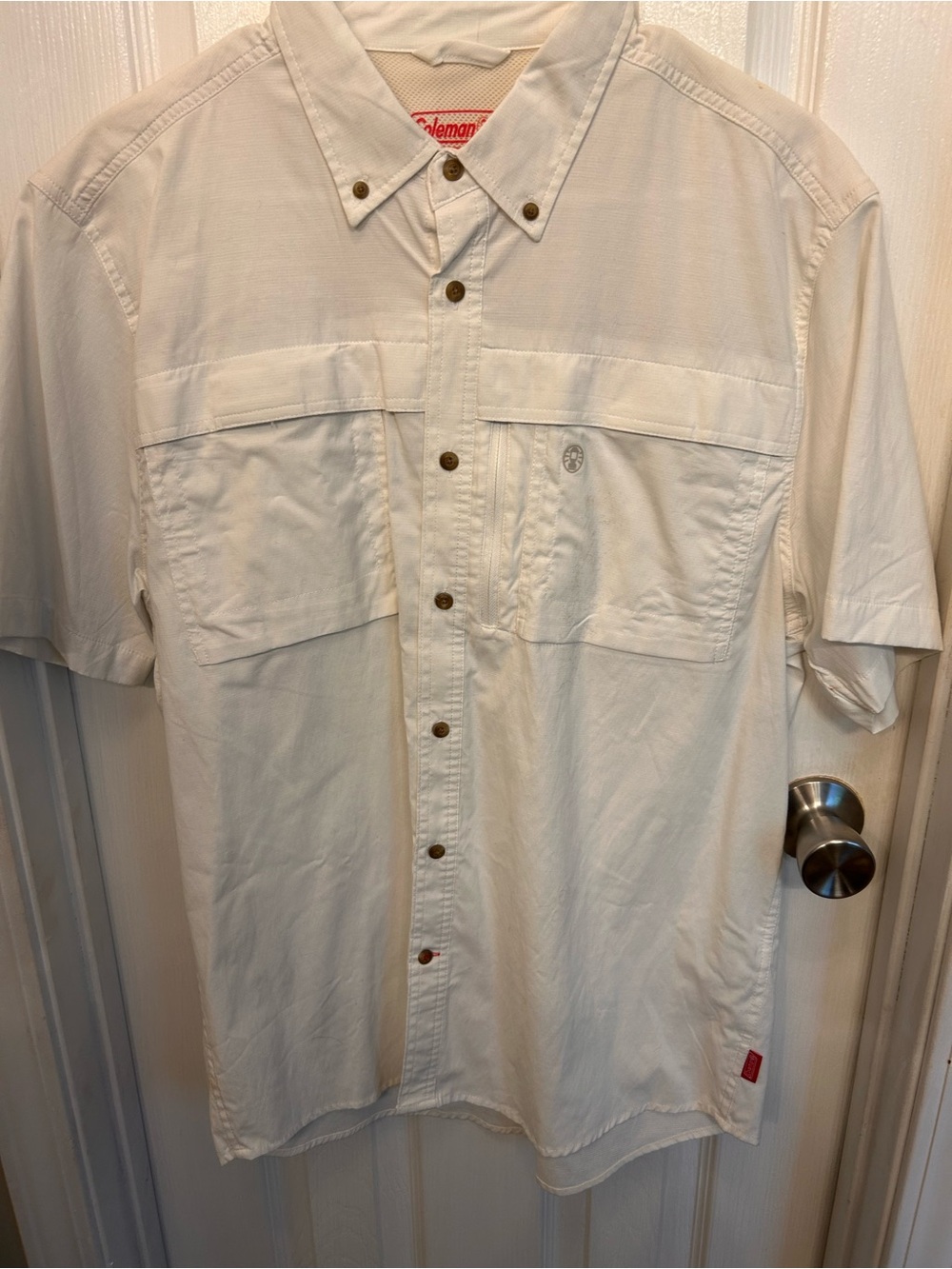 Coleman Men's Short Sleeve Button-Down Shirt in Light Cream